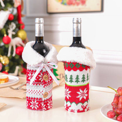 Fluffy Christmas Wine Bottle Cover Merry Christmas Decorations