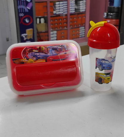 Combo cartoon themed 2-in-1 Lunch Box with Tumbler Set 500ml with straw,