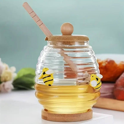 Honey canister container lid and stiring rod
