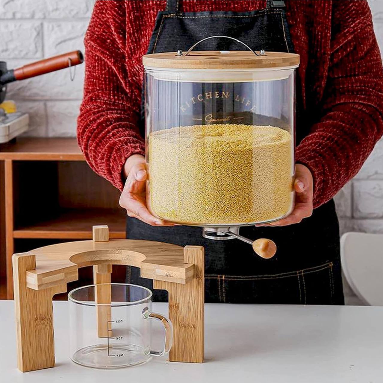Glass cereal dispenser