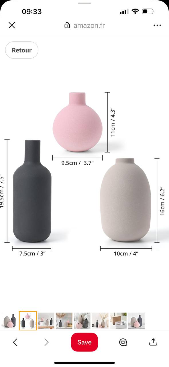 Set of 3 simple, elegant design , muted color vases