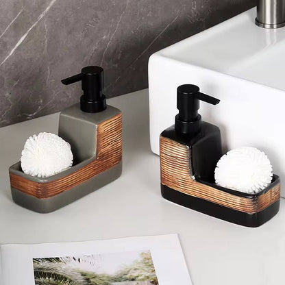 Fancy single ceramic lotion / soap dispenser with wash pad