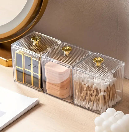 Single  Multifunction Makeup Cotton Pad Storage Box for Cotton Swab Rod Cosmetics Jewelry Bathroom Container Lipstick Organizer Box