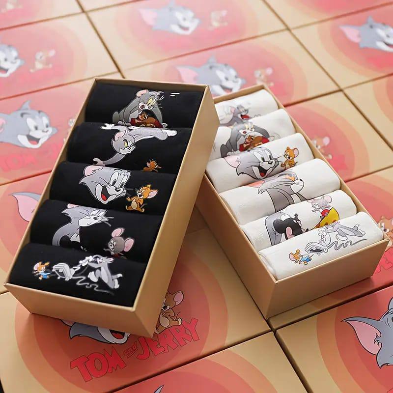 5Pairs Ankle Tom and Jerry Cotton Socks Pack