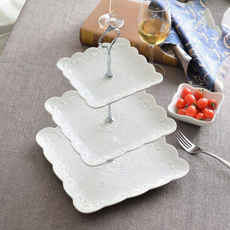 Ceramic Cake stand square 3 layer