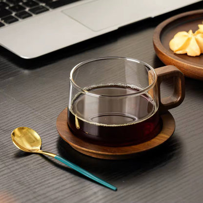 Retro style Tea & Coffe Cup with Friendly wooden Handle