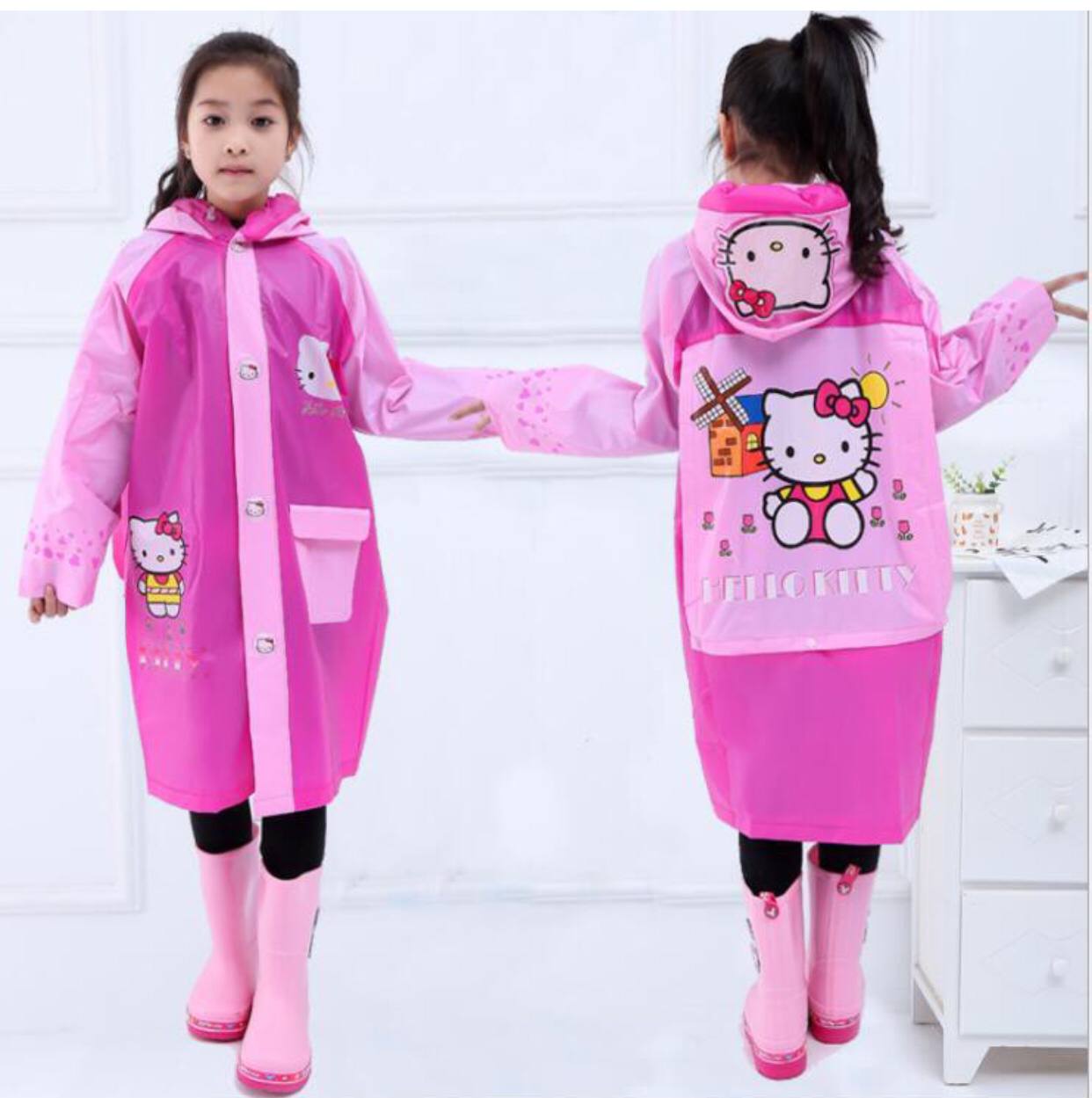 Inflatable brim kids disney cartoon themed raincoats