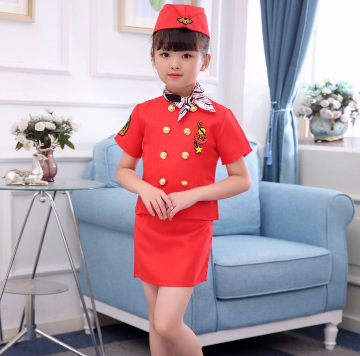 Professional Children's flight
attendant cosplay costume