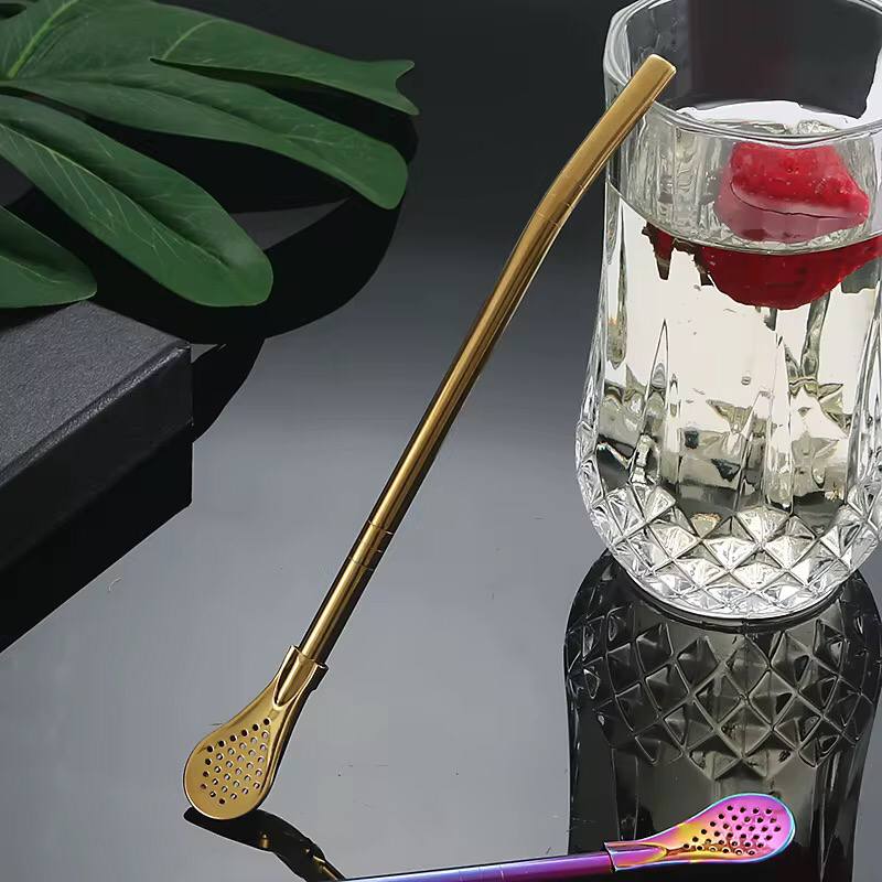 INNOVATIVE DESIGN - 3 in 1, straw, stirring spoon or strainer