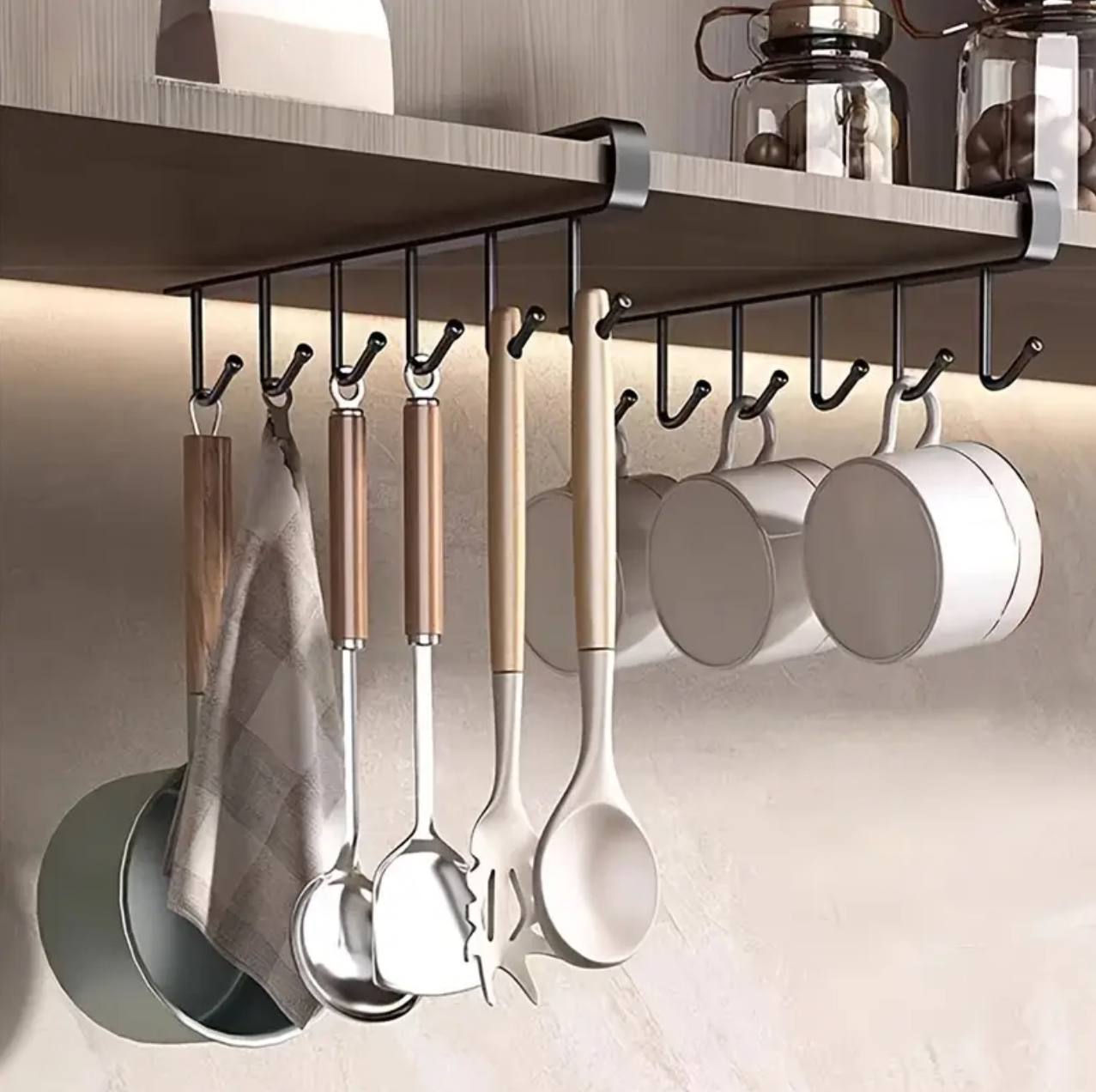 Under the shelf (multi~purpose) hooks 6 slot Metallic