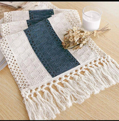High quality Boho woven  table runner/bed runner with tassels.