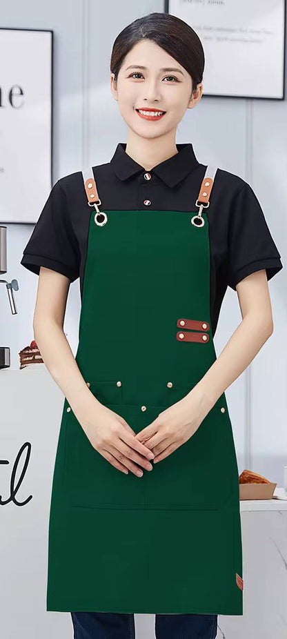 Premium Upscale  Apron with pockets and Adjustable Leather Straps