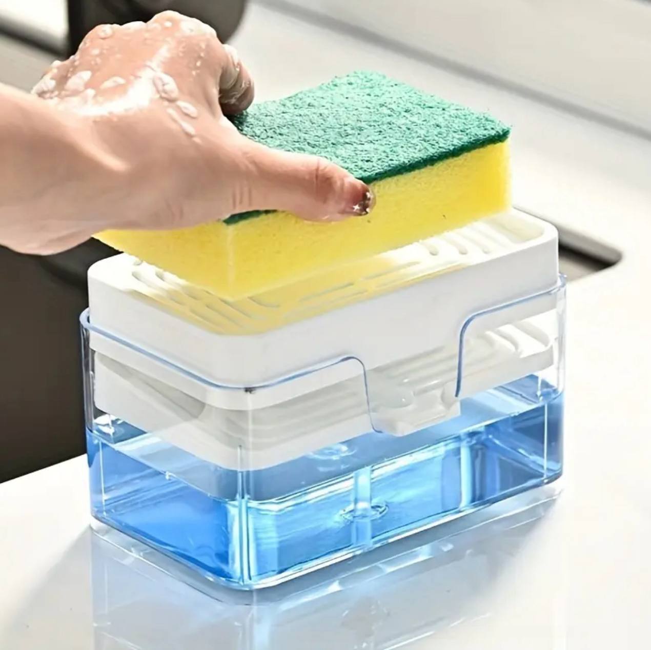 2‑in‑1 Soap Dispenser + Sponge Holder