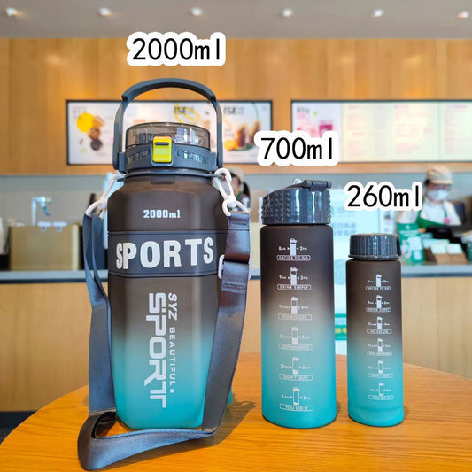 High quality hexagonal Sports 3in1 multi - colour motivation water bottle.