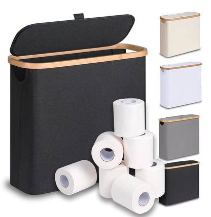 Slim Bathroom Storage bag with Bamboo Lid