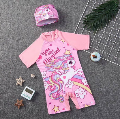 Kids cartoon Themed Swimming costumes with Cap