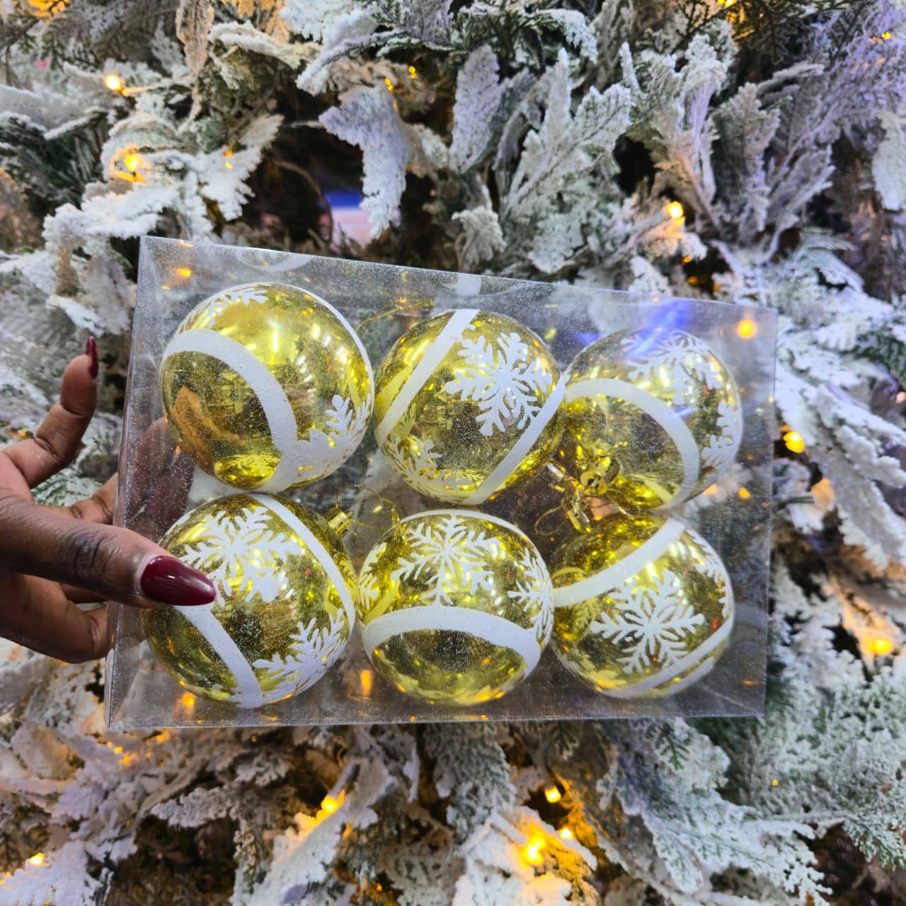 White Beaded 3pc Set Christmas Ball