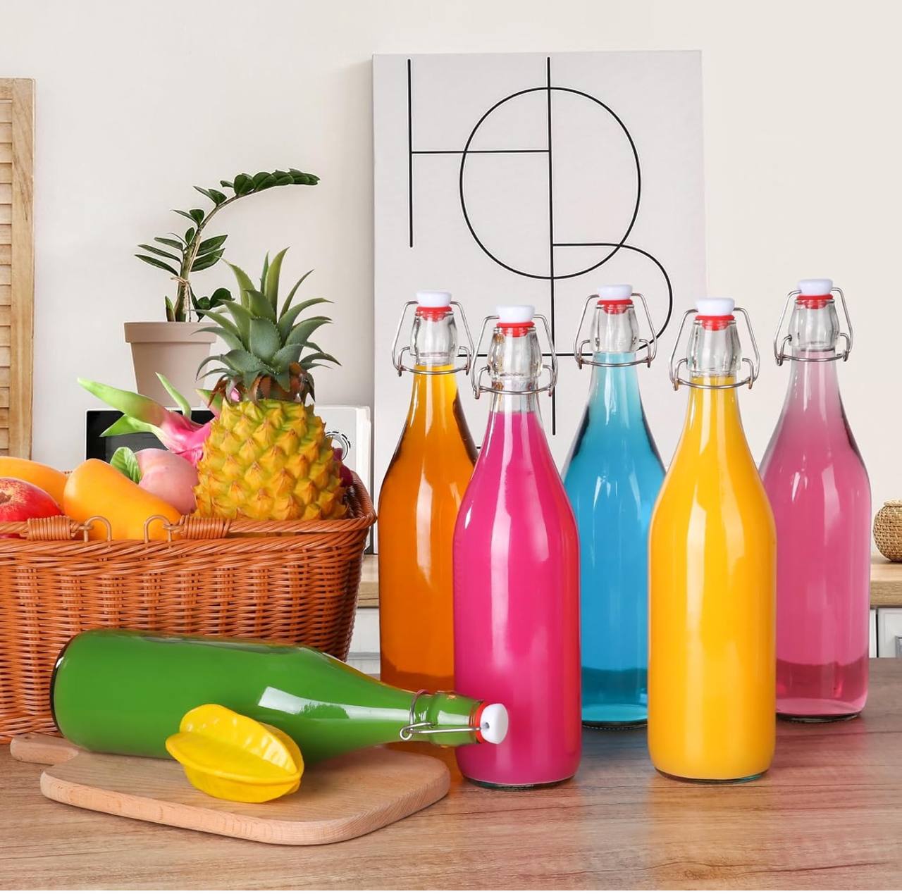 Swing top glass bottle