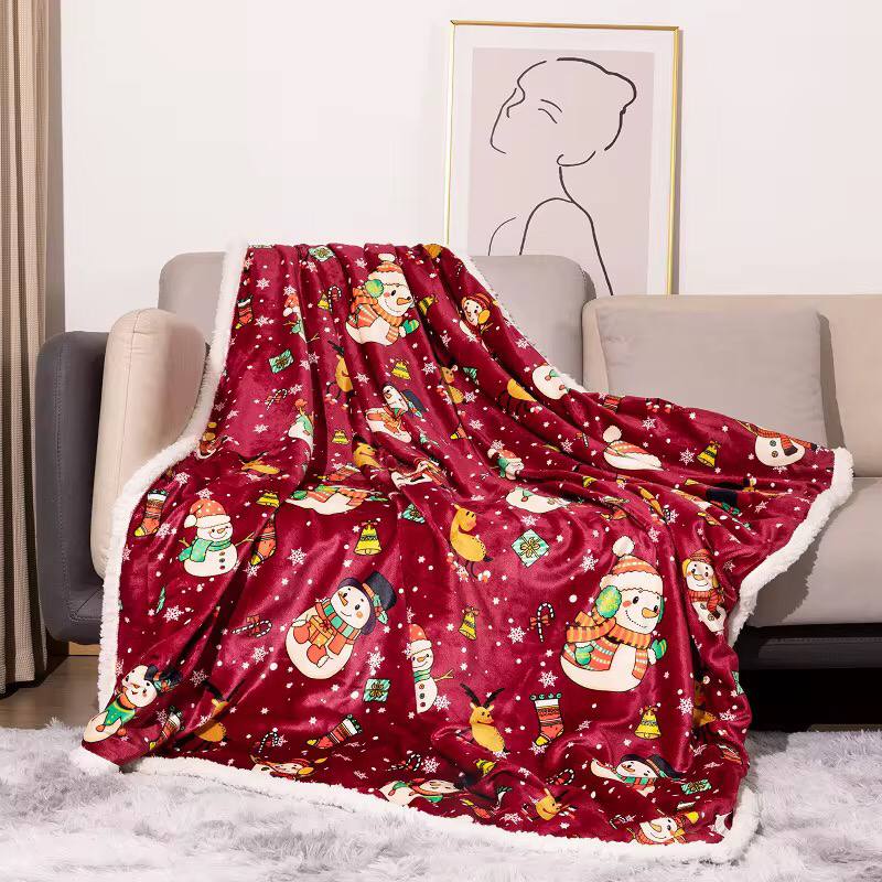 Christmas Themed Premium Sherpa Fleece Throw Blanket