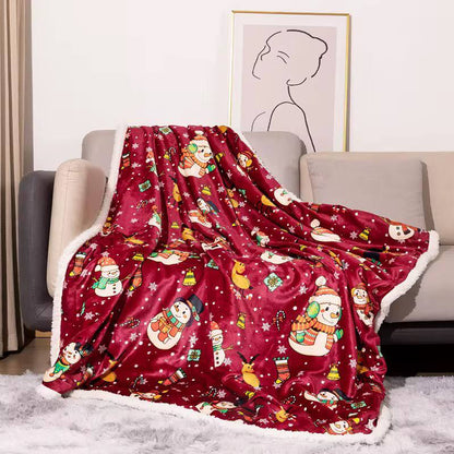 Christmas Themed Premium Sherpa Fleece Throw Blanket