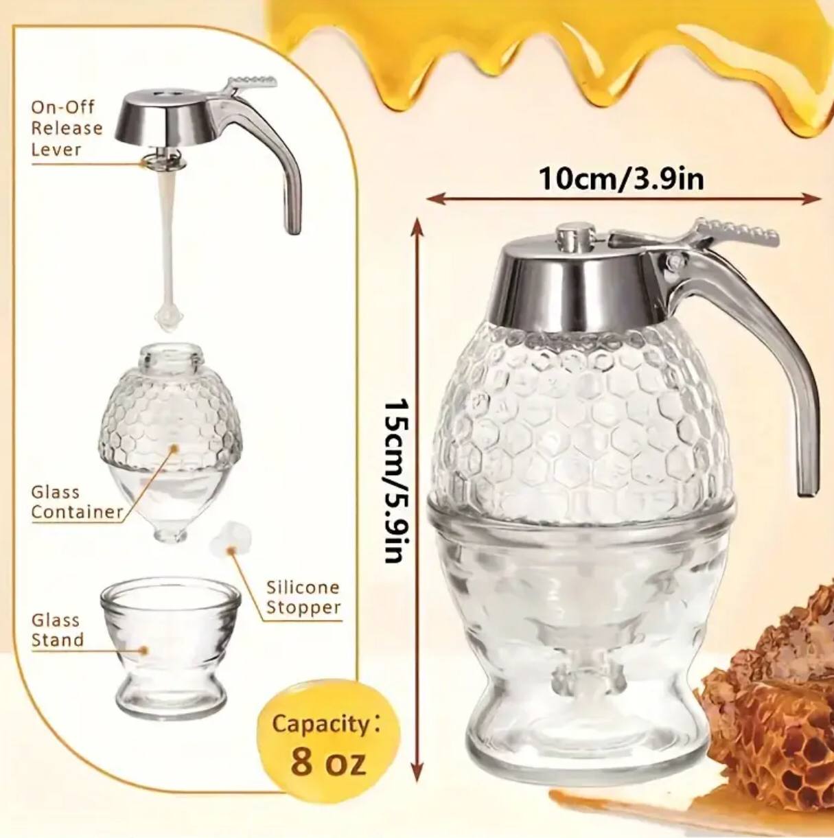 High quality 200ml honey dispenser with storage stand