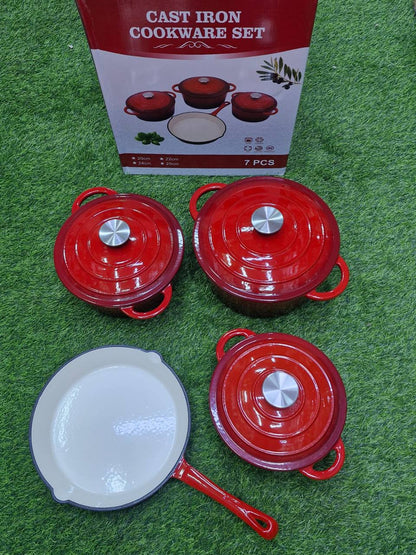 7pcs Enamel Cast iron cooking pots