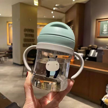 250ml Baby Water Bottle Learning Cup Anti Choke Non-spill Training Cup Leak-Proof Fee With Gravity Ball Straw