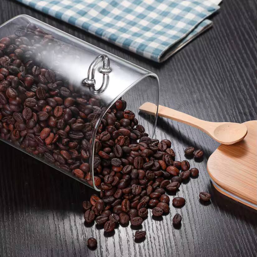 Glass  jar with Bamboo lid & spoon