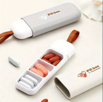 Portable 3 Grid Mini Pill Box With A Loop