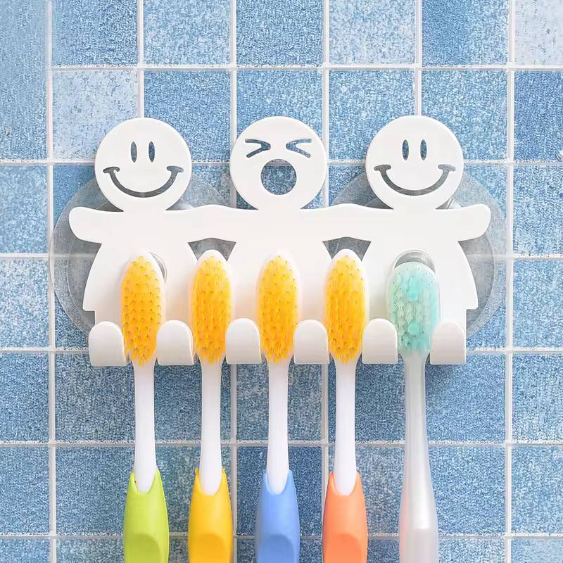 Bathroom Suction 5 Position Toothbrush Holder Rack