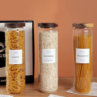 Acacia wooden sealed lid kitchen Storage Glass Jar with Bamboo lid.