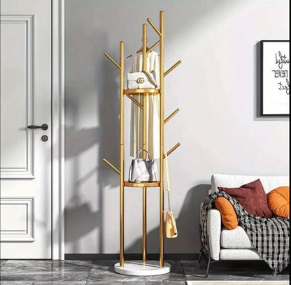 Multifunctional golden coat tree stand