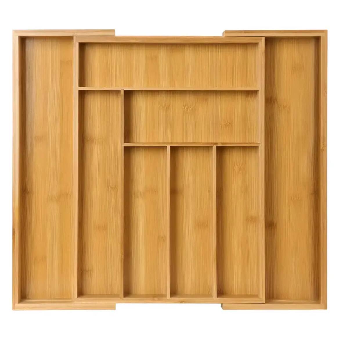 Multifunctional Big bamboo Expandable wooden cutlery drawer organizer