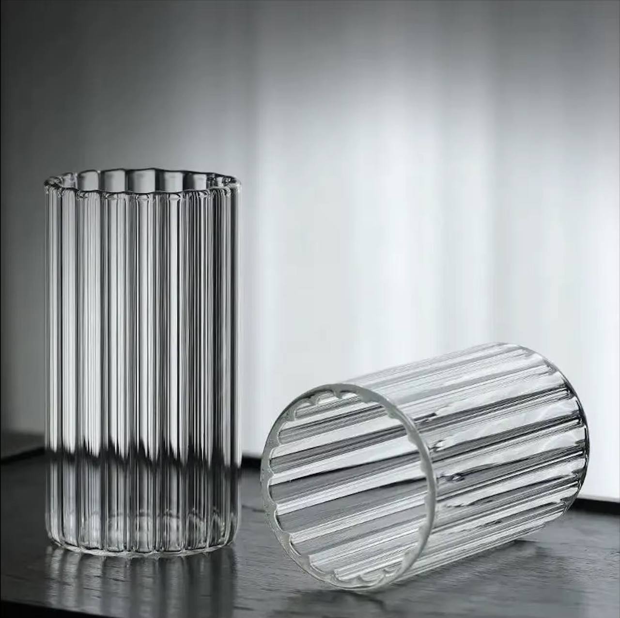 Ribbed Aesthetic Highball Crystal  Glassware 6pc