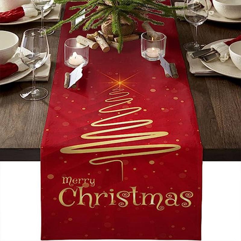 Christmas Table Runner Xmas Linen Table Cover Merry Christmas Decorations  Tablecloth
*33*185cm