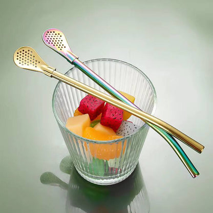 INNOVATIVE DESIGN - 3 in 1, straw, stirring spoon or strainer