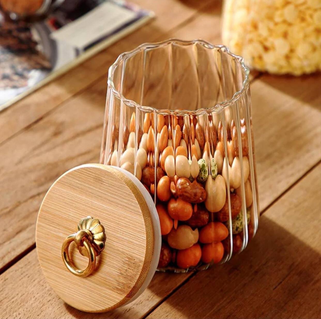 Glass storage containers/jars/canisters with Bamboo lid