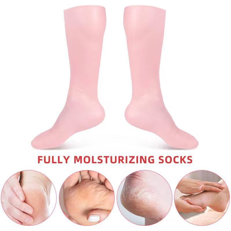 1Pair Silicone Moisturizing Gloves $ Socks Foot Care Long Socks Hand Care Long Gloves Beauty Skin Protector Anti Cracking Spa