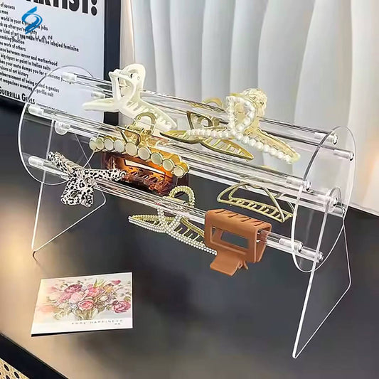 360°Rotating Acrylic Headband Holder/Claw clip Organizer