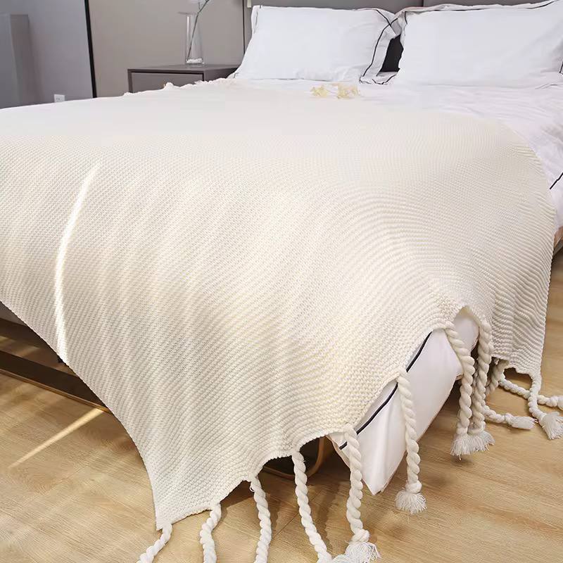 Supper Soft Knitted Throw Blankets With Tassels