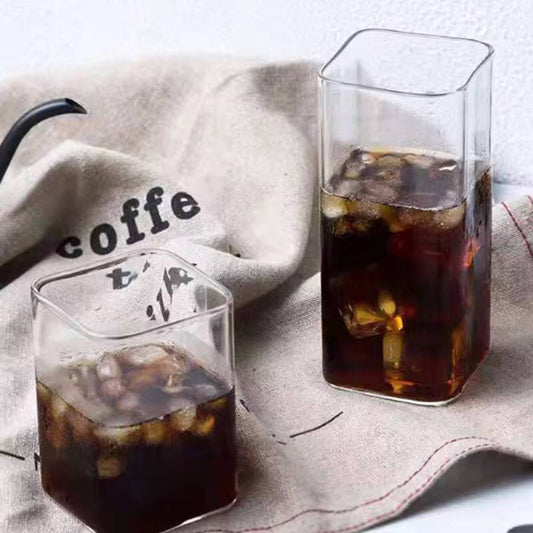 Square Glass Cup Heat-resistant Juice Milk Tea Glass Cup