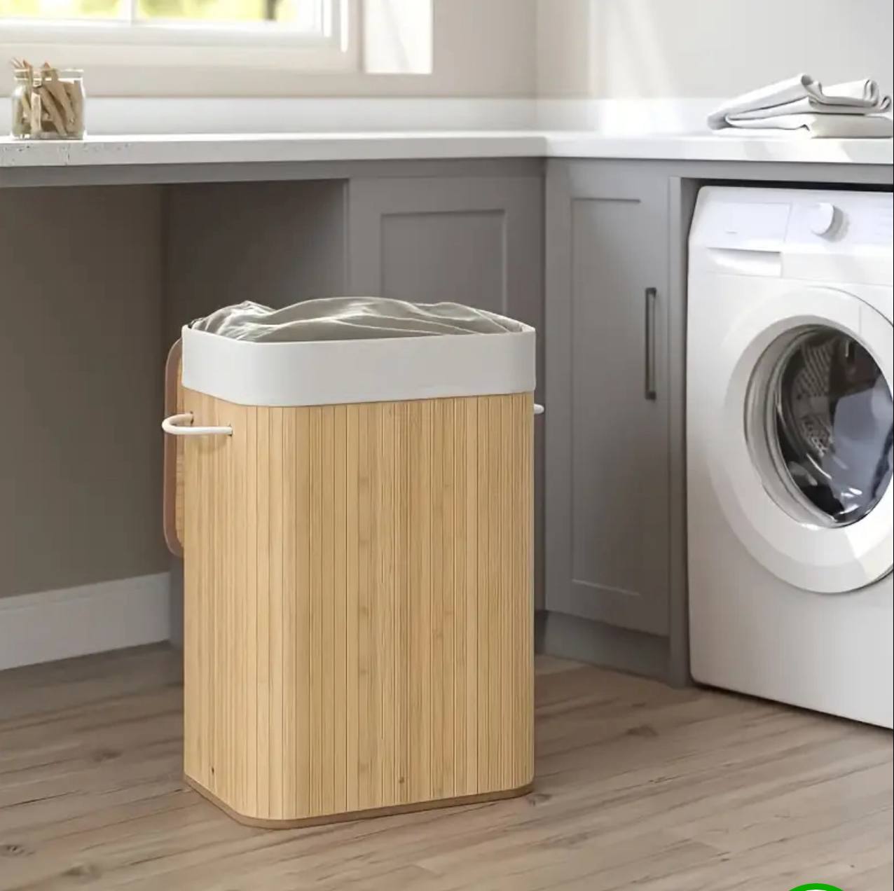 Bamboo laundry basket 
Foldable