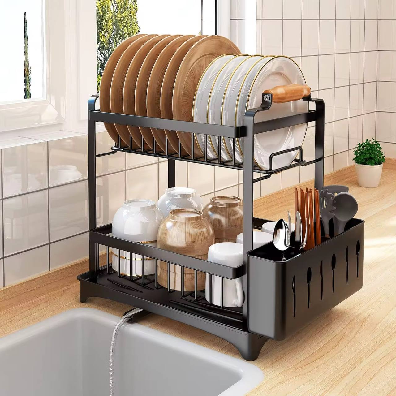 premium quality 2 tier dish rack