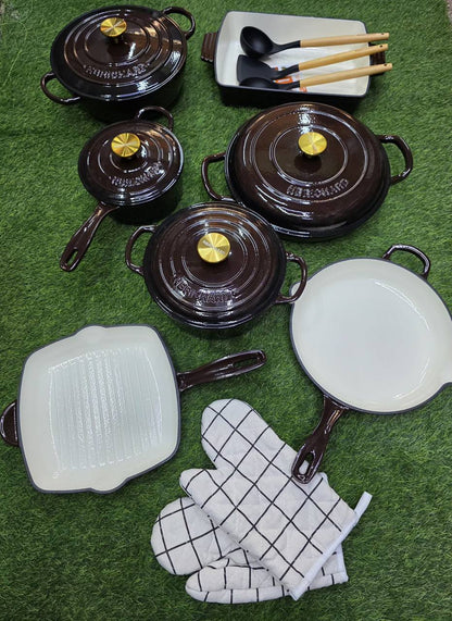 12 pcs Enamel Cast iron cooking pots