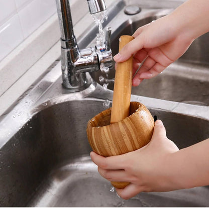 Premium bamboo mortar and pestle set