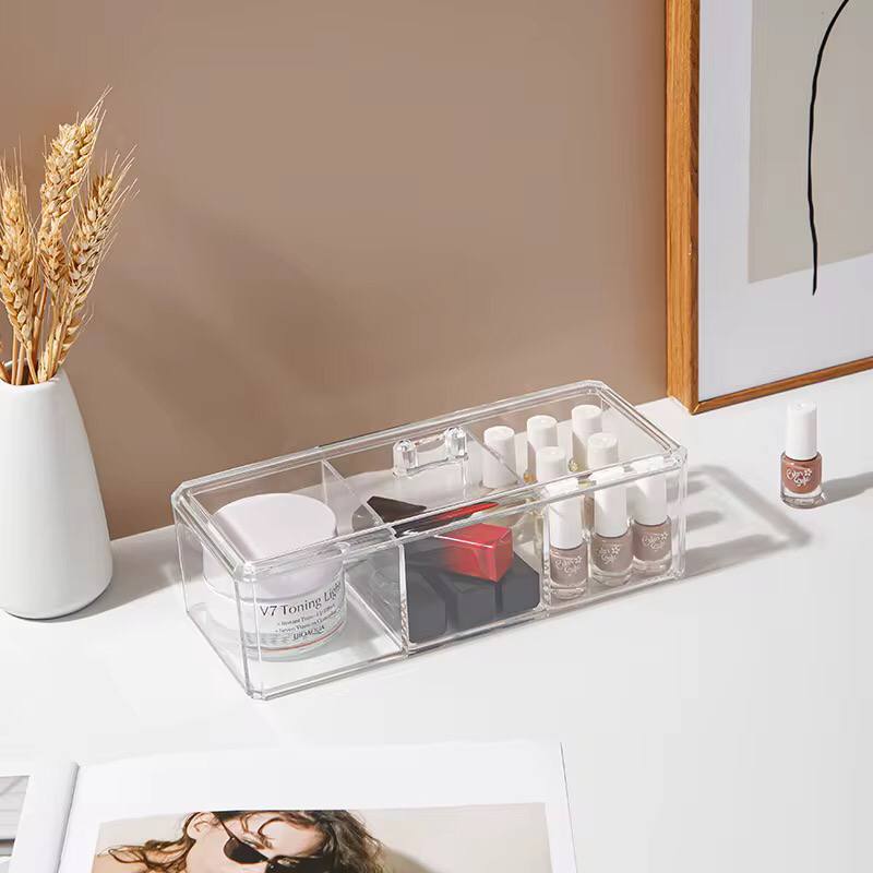 Transparent Cosmetic Storage Box Makeup Organizer Cotton Swab Cotton Pad Storage Box Desktop Acrylic Organizer
