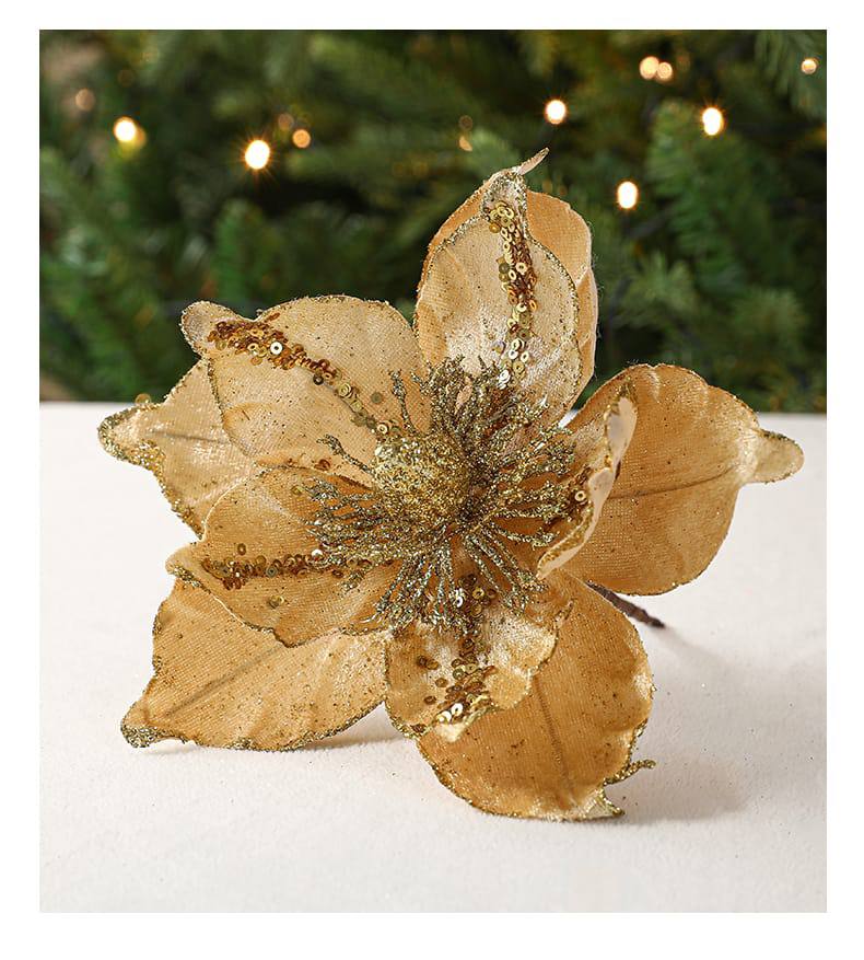 Red Artificial Flowers Champagne Christmas Flower Pendant