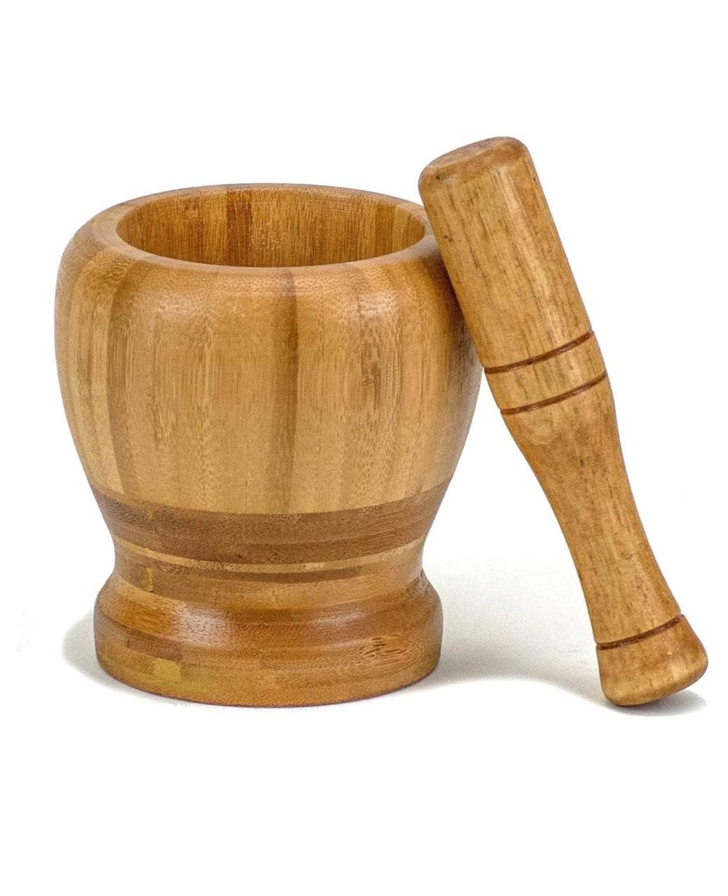 Premium bamboo mortar and pestle set