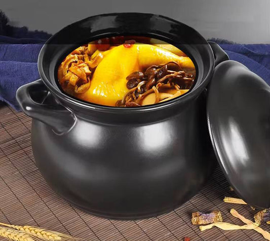 Black ceramic cooking pot