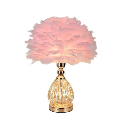 CRYSTAL FEATHER LAMP TABLE